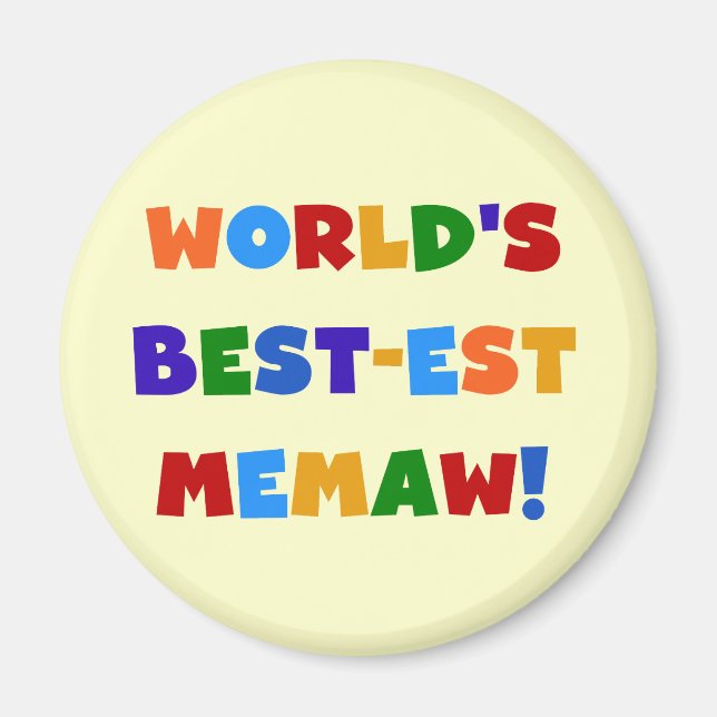World's Best-est Memaw Bright Colours Tshirts Magnet (Front)