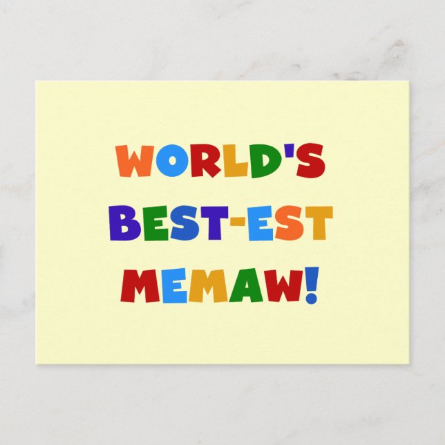 World's Best-est Memaw Bright Colours Tshirts Postcard (Front)