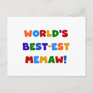 World's Best-est Memaw Bright Colours Tshirts Postcard