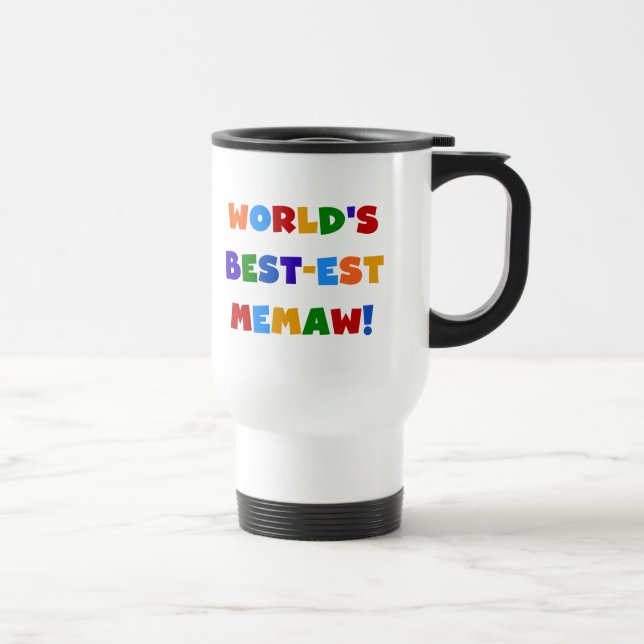 World's Best-est Memaw Bright Colours Tshirts Travel Mug (Right)