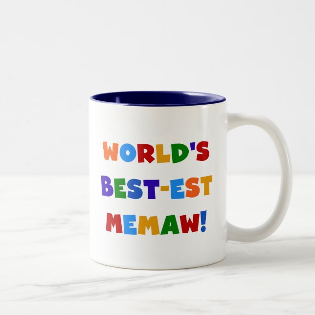 World's Best-est Memaw Bright Colours Tshirts Two-Tone Coffee Mug (Right)