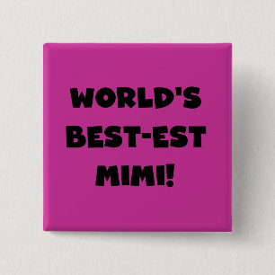 World's Best-est Mimi Black Text T-shirts and Gift 15 Cm Square Badge