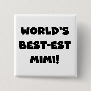 World's Best-est Mimi Black Text T-shirts and Gift 15 Cm Square Badge