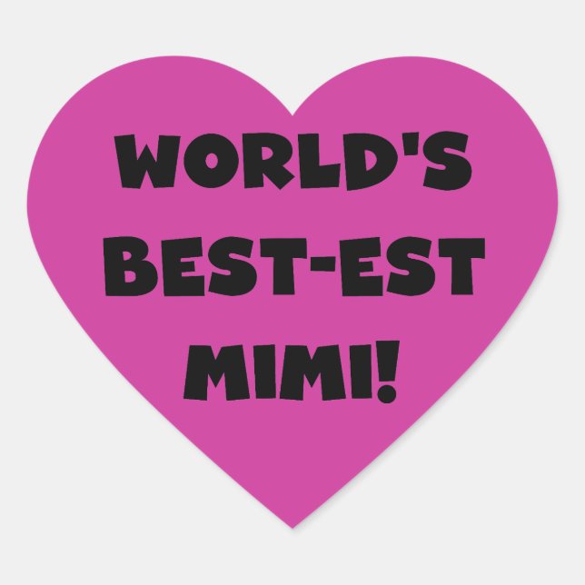 World's Best-est Mimi Black Text T-shirts and Gift Heart Sticker (Front)