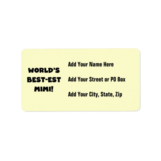 World's Best-est Mimi Black Text T-shirts and Gift Label (Front)