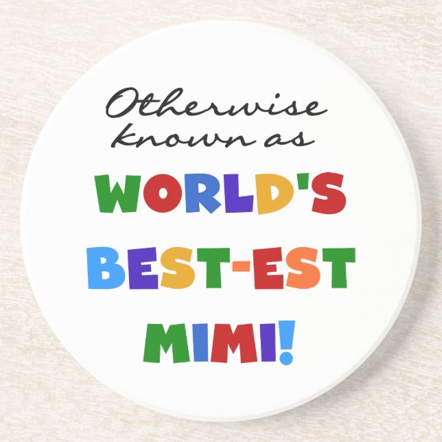 World's Best-est Mimi Bright Colours T-shirts Gift Coaster (Front)