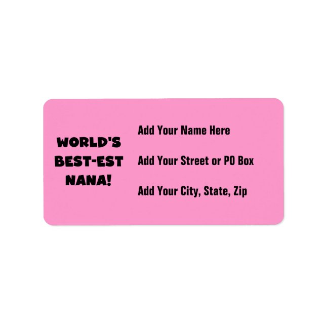 World's Best-est Nana Black and White T-shirts Label (Front)