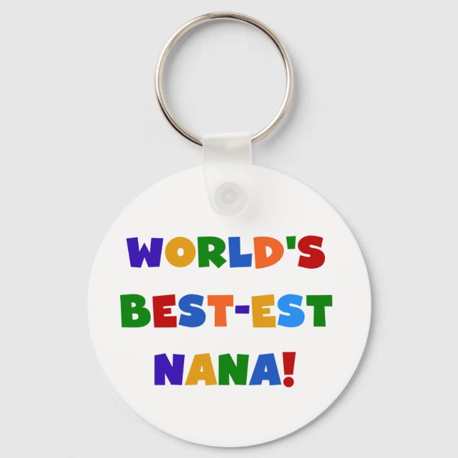 World's Best-est Nana Bright Colours T-shirts Key Ring (Front)