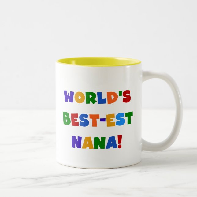 World's Best-est Nana Bright Colours T-shirts Two-Tone Coffee Mug (Right)