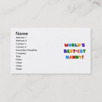 World's Best-est Nanny Bright Colours Gifts