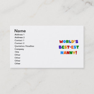 World's Best-est Nanny Bright Colours Gifts Business Card