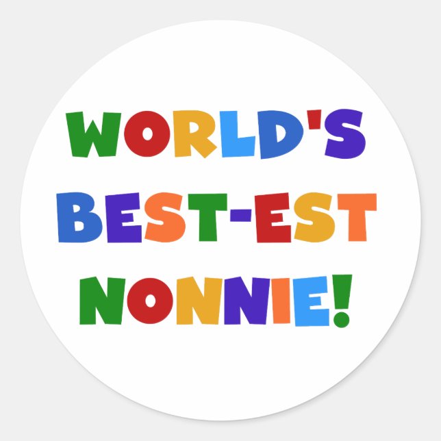 World's Best-est Nonnie Bright Colours Gifts Classic Round Sticker (Front)