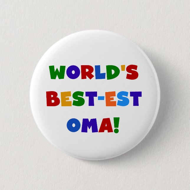 World's Best-est Oma Bright Colours Gifts 6 Cm Round Badge (Front)