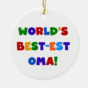 World's Best-est Oma Bright Colours Gifts Ceramic Tree Decoration