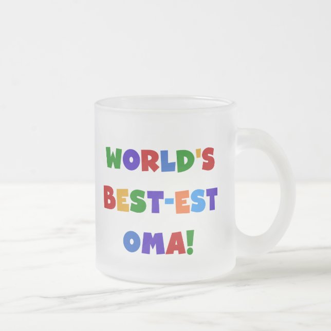 World's Best-est Oma Bright Colours Gifts Frosted Glass Coffee Mug (Right)