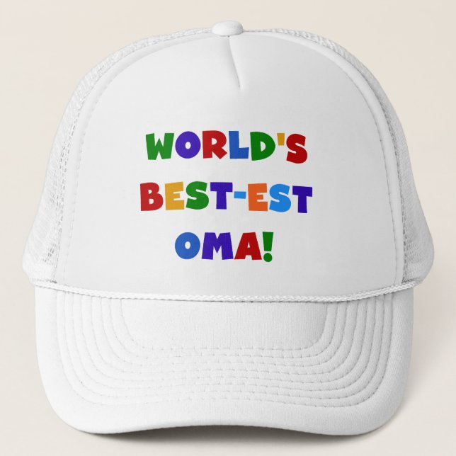 World's Best-est Oma Bright Colours Gifts Trucker Hat (Front)