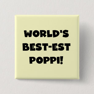 World's Best-est Poppi Black Text Gifts 15 Cm Square Badge