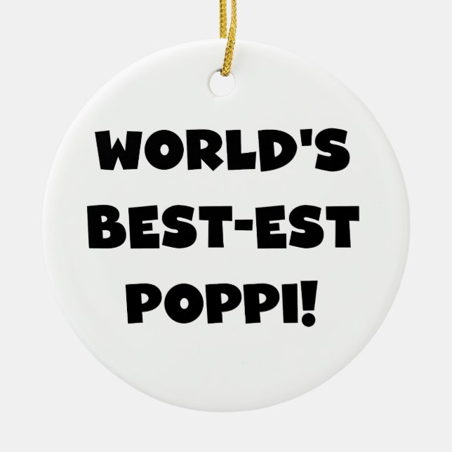 World's Best-est Poppi Black Text Gifts Ceramic Tree Decoration (Front)