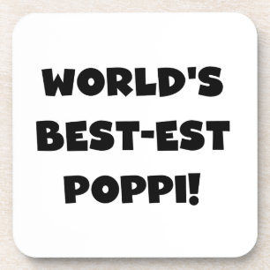 World's Best-est Poppi Black Text Gifts Coaster