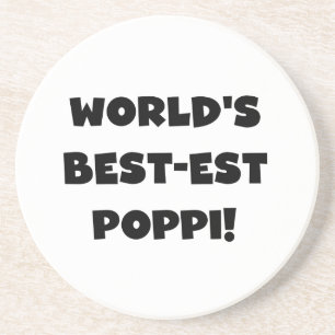 World's Best-est Poppi Black Text Gifts Coaster