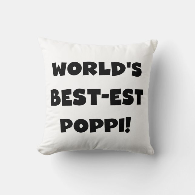 World's Best-est Poppi Black Text Gifts Cushion (Front)