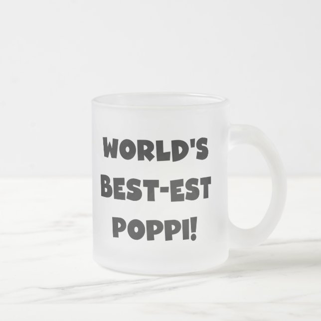 World's Best-est Poppi Black Text Gifts Frosted Glass Coffee Mug (Right)