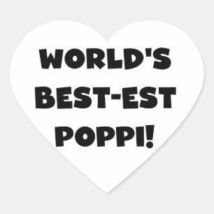 World's Best-est Poppi Black Text Gifts Heart Sticker