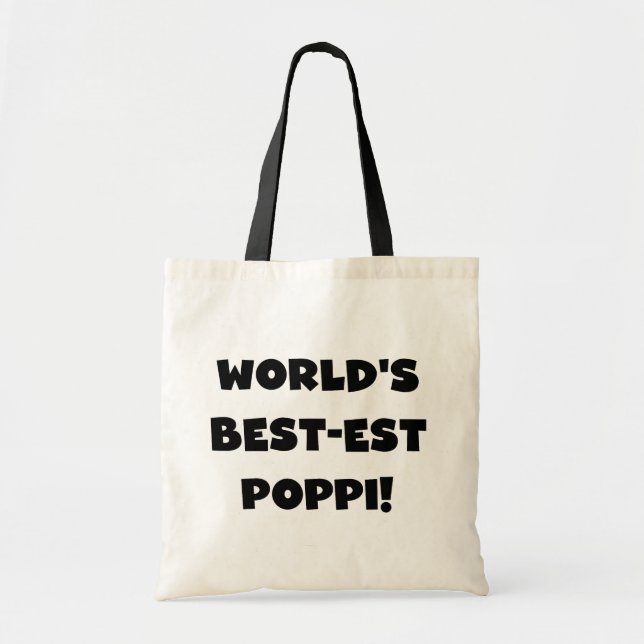 World's Best-est Poppi Black Text Gifts Tote Bag (Front)