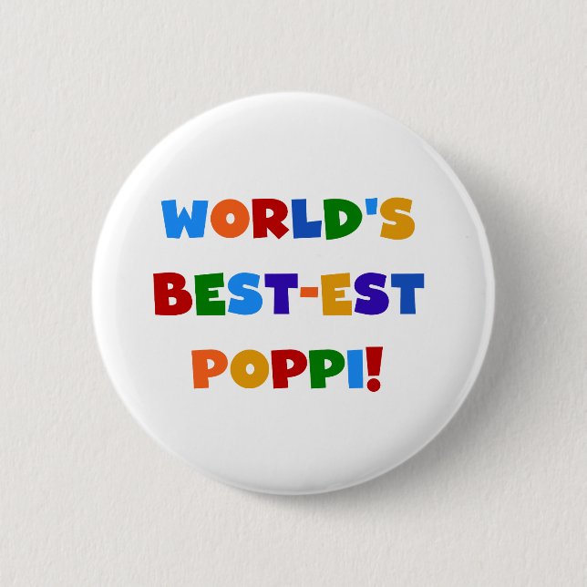 World's Best-est Poppi Bright Colours Gifts 6 Cm Round Badge (Front)