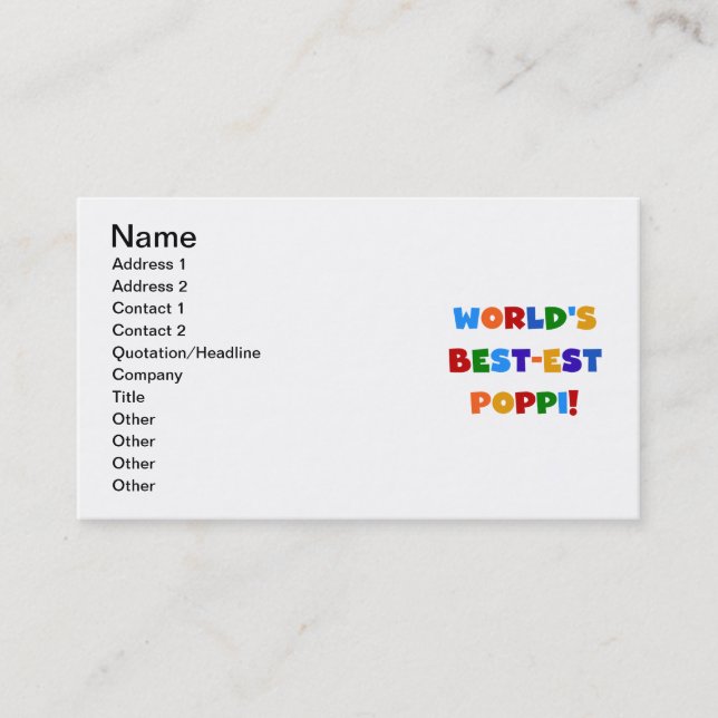World's Best-est Poppi Bright Colours Gifts Business Card (Front)