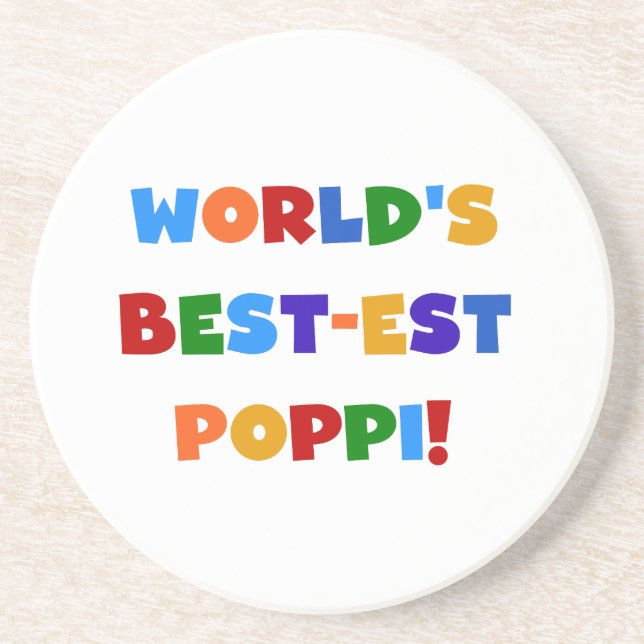 World's Best-est Poppi Bright Colours Gifts Coaster (Front)
