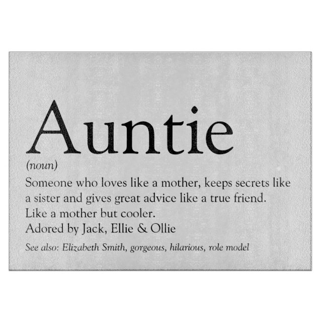 World's Best Ever Aunt, Auntie Definition Cutting Board (Front)