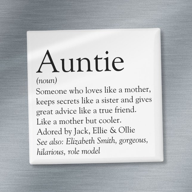 World's Best Ever Aunt, Auntie Definition Magnet (Fun Best Ever Aunt Auntie Definition Quote Magnet)
