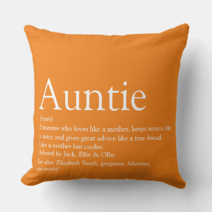 World's Best Ever Aunt Auntie Definition Orange Cushion