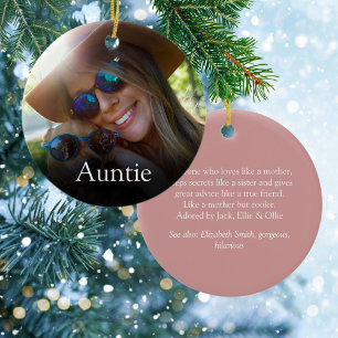 World's Best Ever Aunt, Auntie Definition Photo Ceramic Tree Decoration