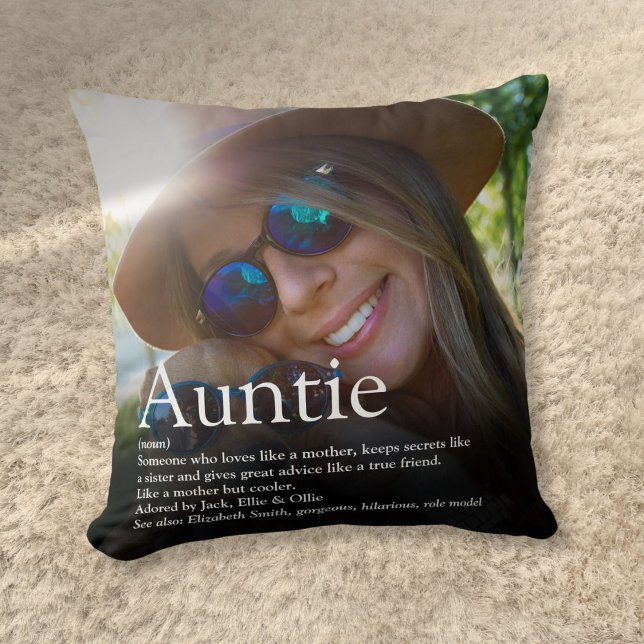 World's Best Ever Aunt Auntie Definition Photo Cushion (World's Best Ever Aunt Auntie Definition Photo Throw Pillow)