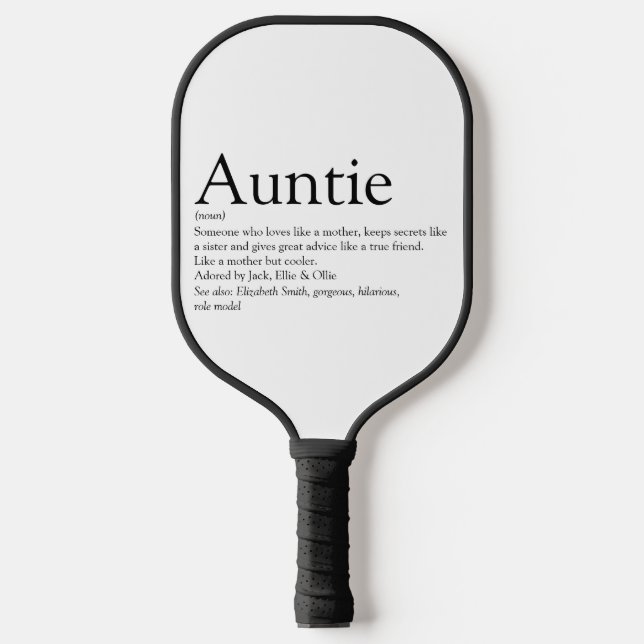 World's Best Ever Aunt, Auntie Definition Pickleball Paddle (Front)
