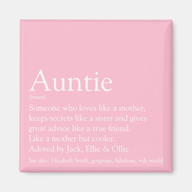 World's Best Ever Aunt Auntie Definition Pink Magnet (Front)