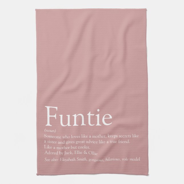 World's Best Ever Aunt, Auntie Definition Pink Tea Towel (Vertical)