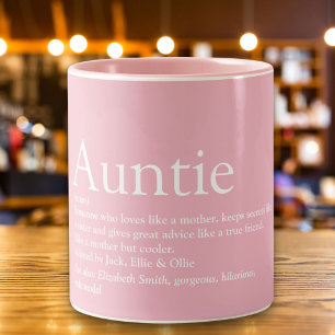 World's Best Ever Aunt, Auntie Definition Pink Two-Tone Coffee Mug