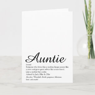 World's Best Ever Aunt Auntie Definition Script Card