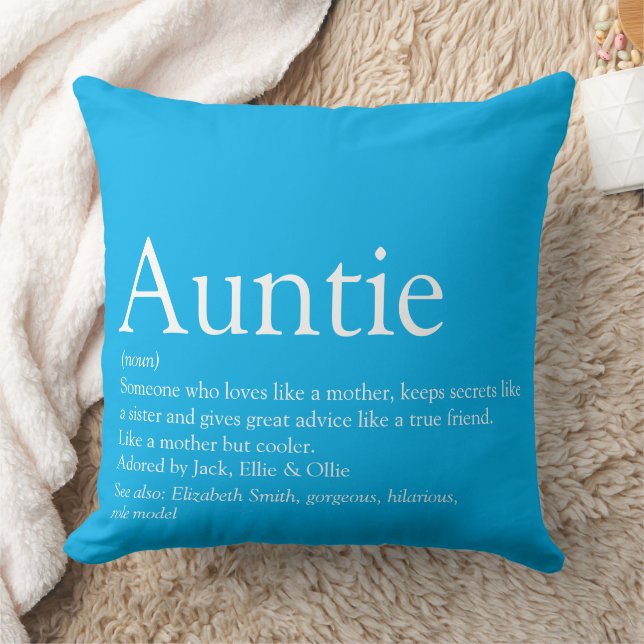 World's Best Ever Aunt Auntie Definition Sky Blue Cushion (Blanket)