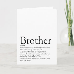World's Best Ever Brother Definition Modern Fun Card