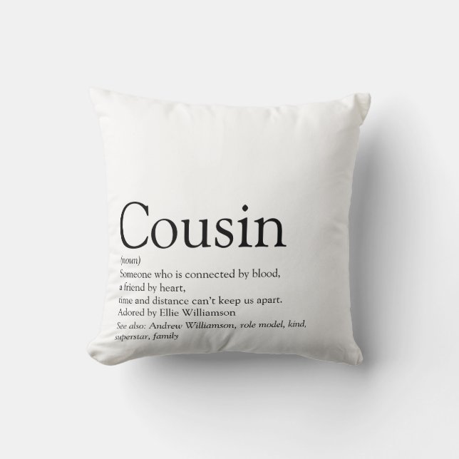 World's Best Ever Cousin Definition Cushion (Front)