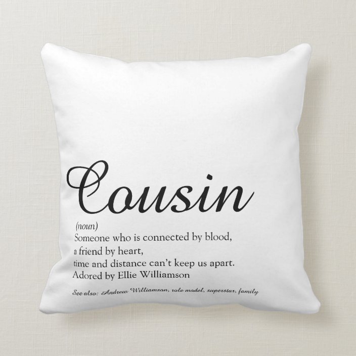 World's Best Ever Cousin Definition Script Cushion Zazzle.co.uk