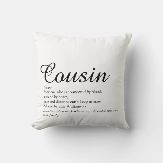 World's Best Ever Cousin Definition Script Cushion (Front)