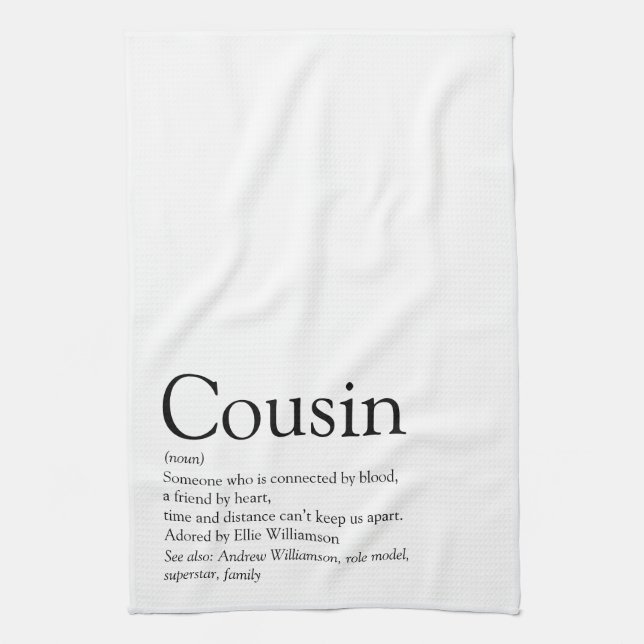 World's Best Ever Cousin Definition Tea Towel (Vertical)
