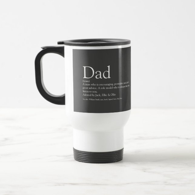 World's Best Ever Dad Daddy Father Definition Grey Travel Mug (Left)