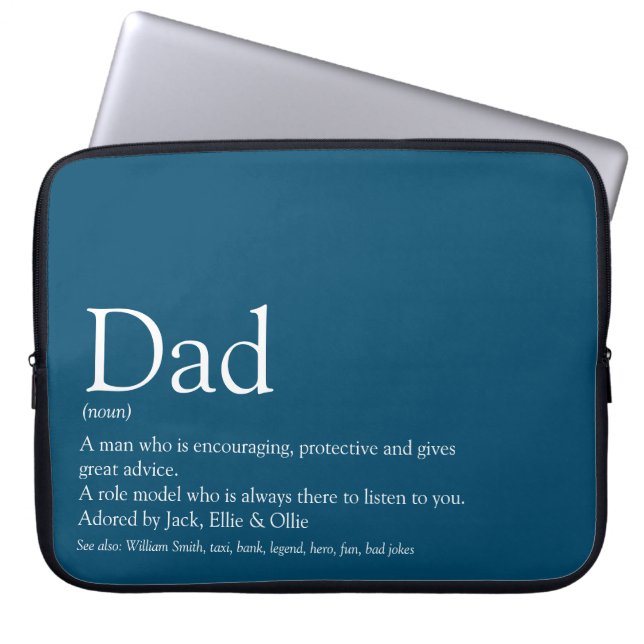 World's Best Ever Dad Father Daddy Definition Blue Laptop Sleeve (Front)