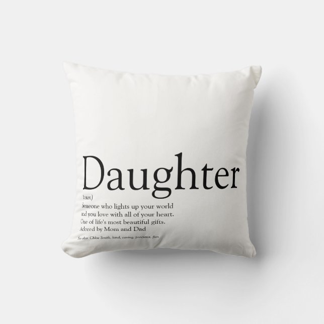 World's Best Ever Daughter Definition Simple Fun Cushion (Front)